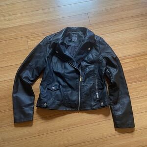Faux leather moto jacket. Black Size 8